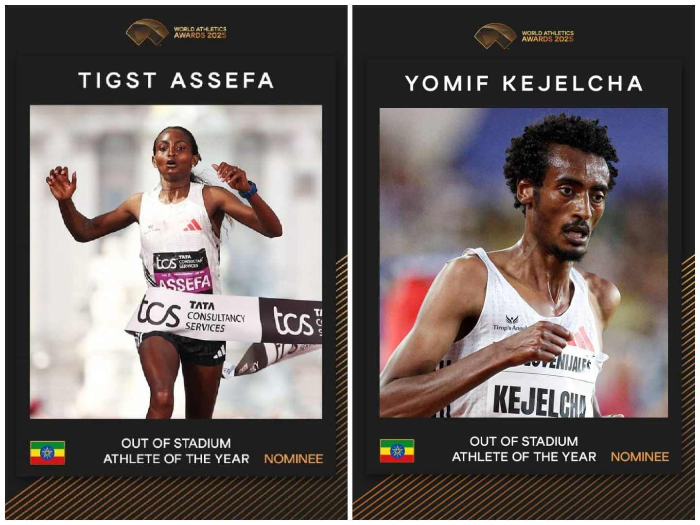 Tigist Assefa, Yomif Kejelcha Nominated for Athlete of the Year