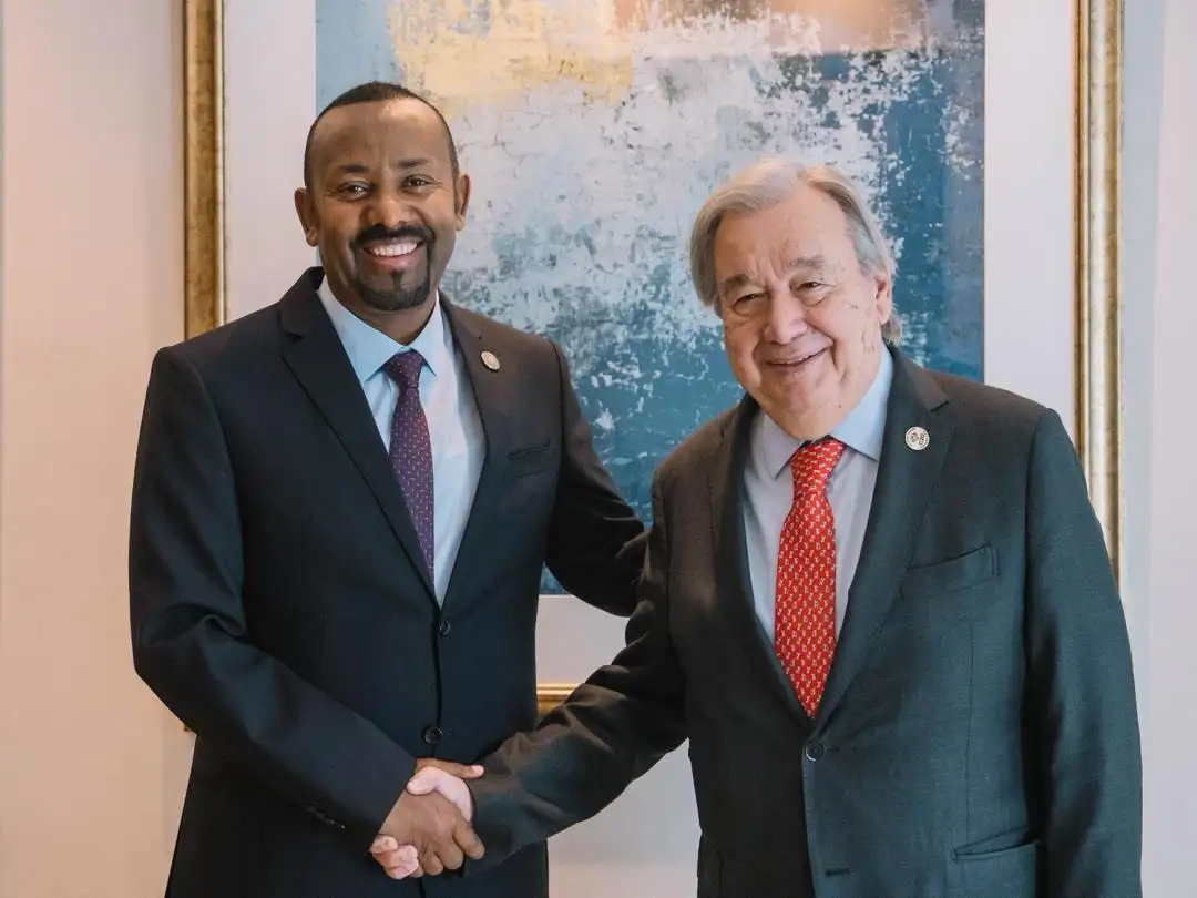 ጠቅላይ ሚኒስትር ዐቢይ አሕመድ (ዶ/ር) ከተመድ ዋና ጸሃፊ አንቶኒዮ ጉተሬዝ ጋር ተወያዩ