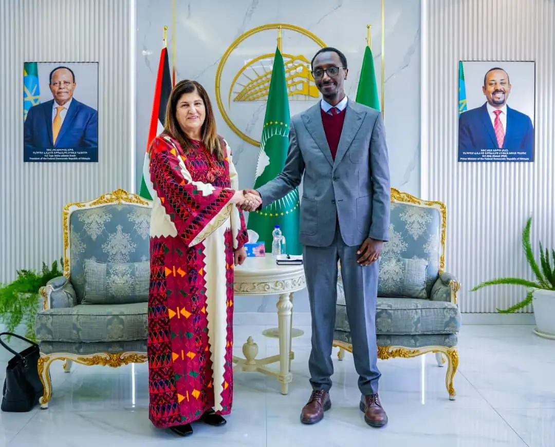 Ethiopia's FM Gedion Timothewos Holds Talks with Palestinian Counterpart