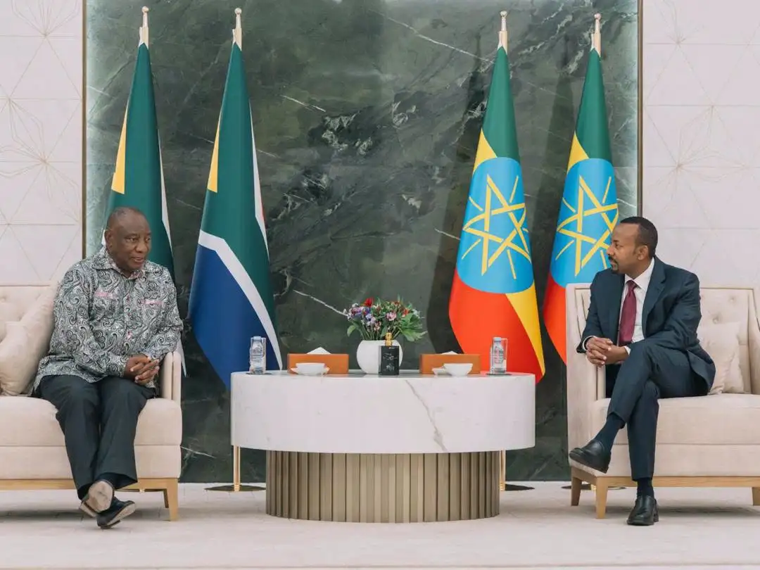 ጠቅላይ ሚኒስትር ዐቢይ አሕመድ (ዶ/ር) የደቡብ አፍሪካውን ፕሬዝዳንት ሲሪል ራማፎዛን ተቀብለው አነጋገሩ