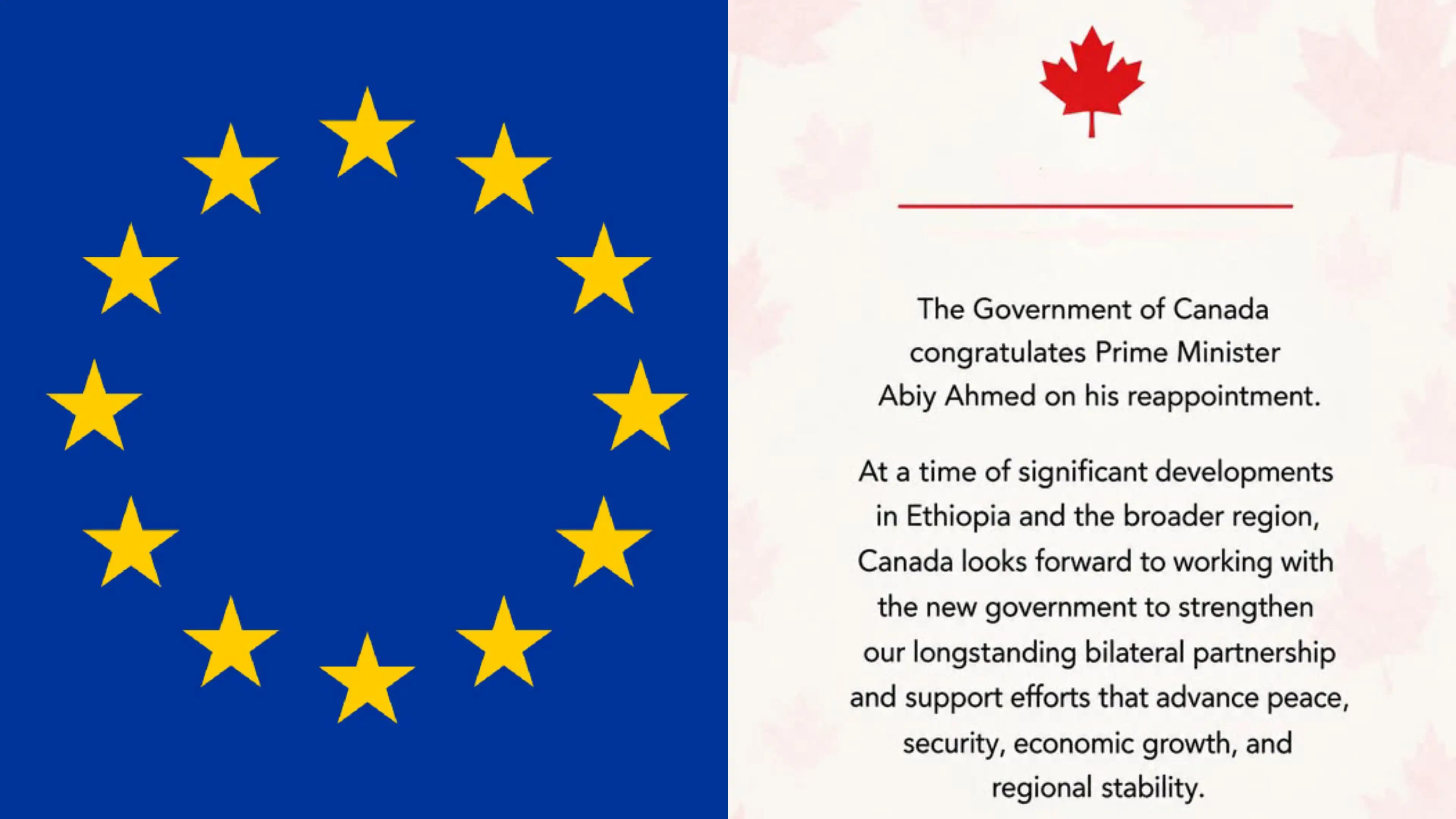 Canada, the European Union Congratulate Ethiopian Government