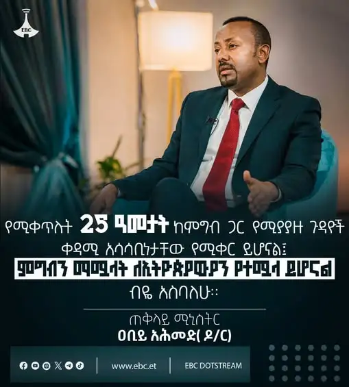 “የሚቀጥሉት 25 ዓመታት ከምግብ ጋር የሚያያዙ ጉዳዮች ቀዳሚ አሳሳቢነታቸው የሚቀር ይሆናል፤ ምግብን ማሟላት ለኢትዮጵያውያን የተሟላ ይሆናል ብዬ አስባለሁ።”