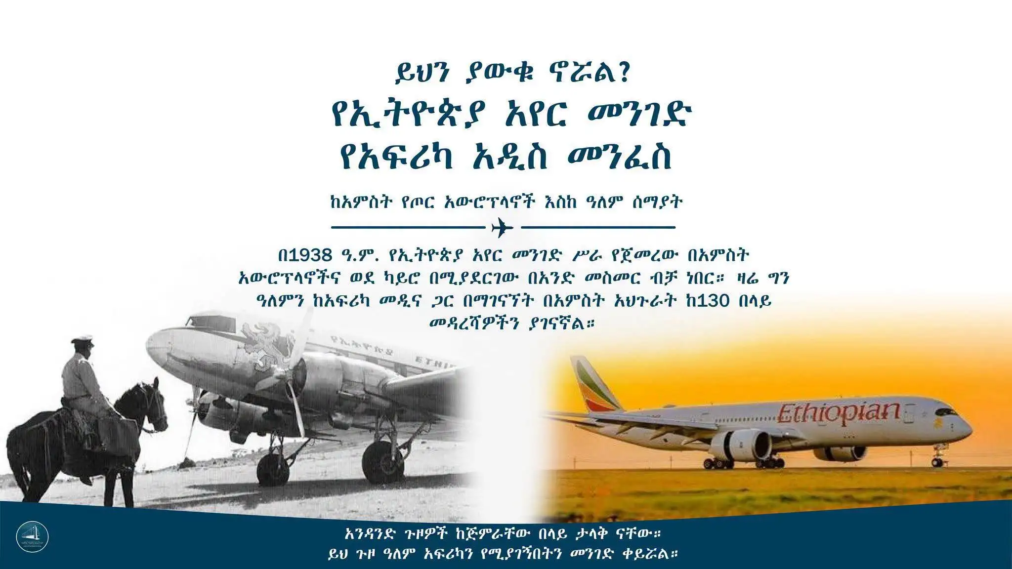 ይህን ያውቁ ኖሯል?  የኢትዮጵያ አየር መንገድ ቅኝት